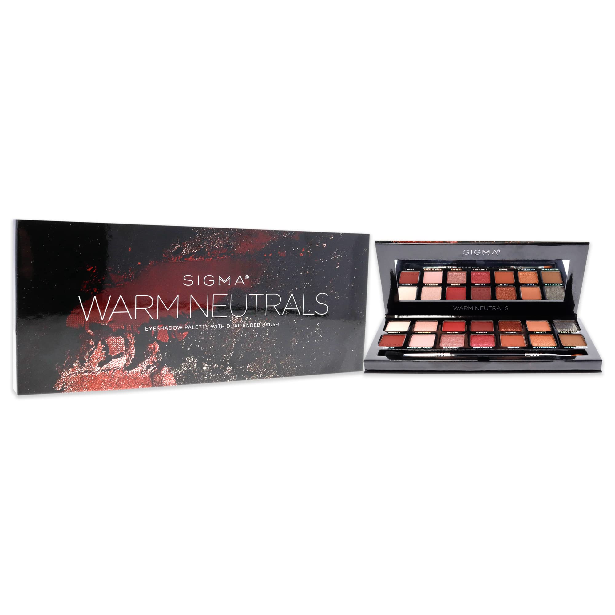 Sigma Beauty Warm Neutrals Eyeshadow Palette - 14 Highly Pigmented Vegan Eyeshadows in Matte, Shimmer & Metallic Finishes - Clean Beauty Makeup for Everyday & Evening Looks - Perfect for Professional Makeup Artists & Beginners