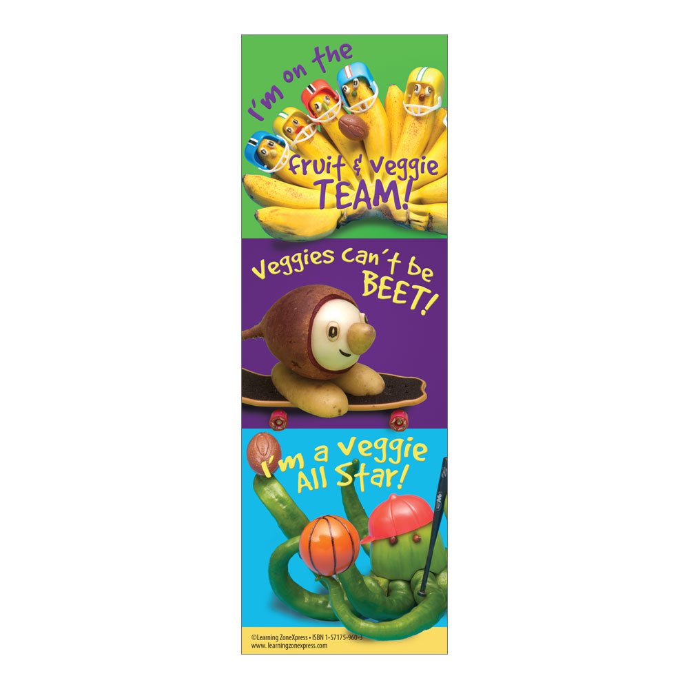 100 Colorful Fruit and Vegetable Bookmarks for Kids - Fun Reading Accessories (2.5