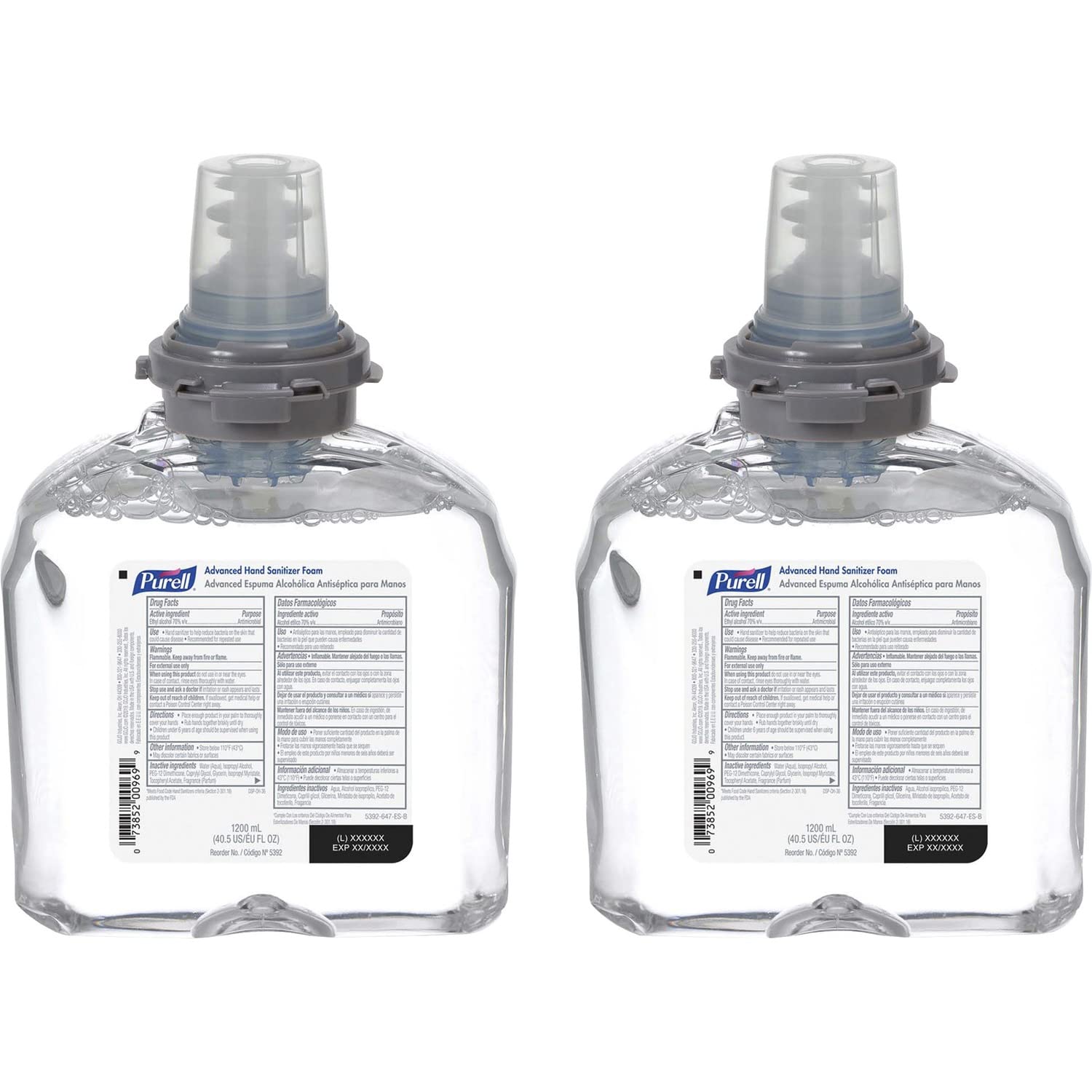 Purell TFX Dispenser Refill, 1200ml (2-Pack) | Antibacterial Foam Hand Sanitizer for Offices, Hospitals & Schools | Gojo 539202