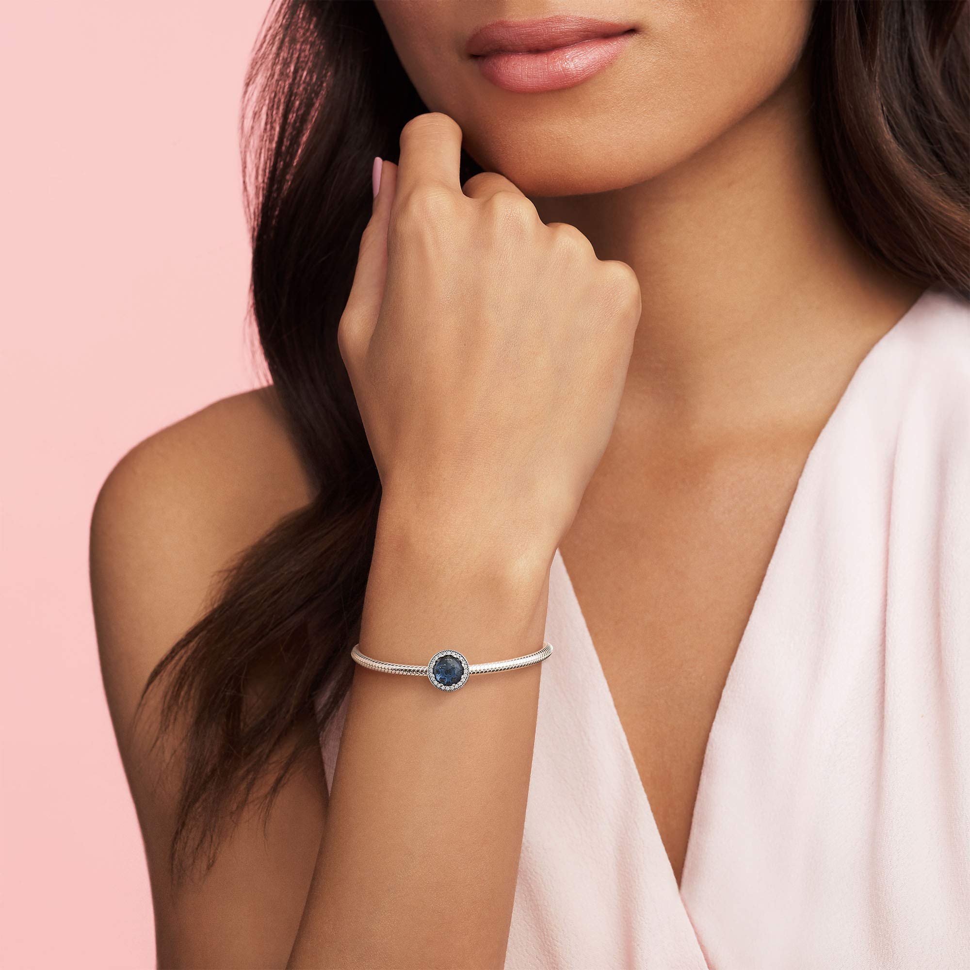 PANDORA Sparkling Dark Blue Charm Bracelet | Sterling Silver & Cubic Zirconia Jewelry | Elegant Women's Gift for Anniversary, Birthday & Special Occasions