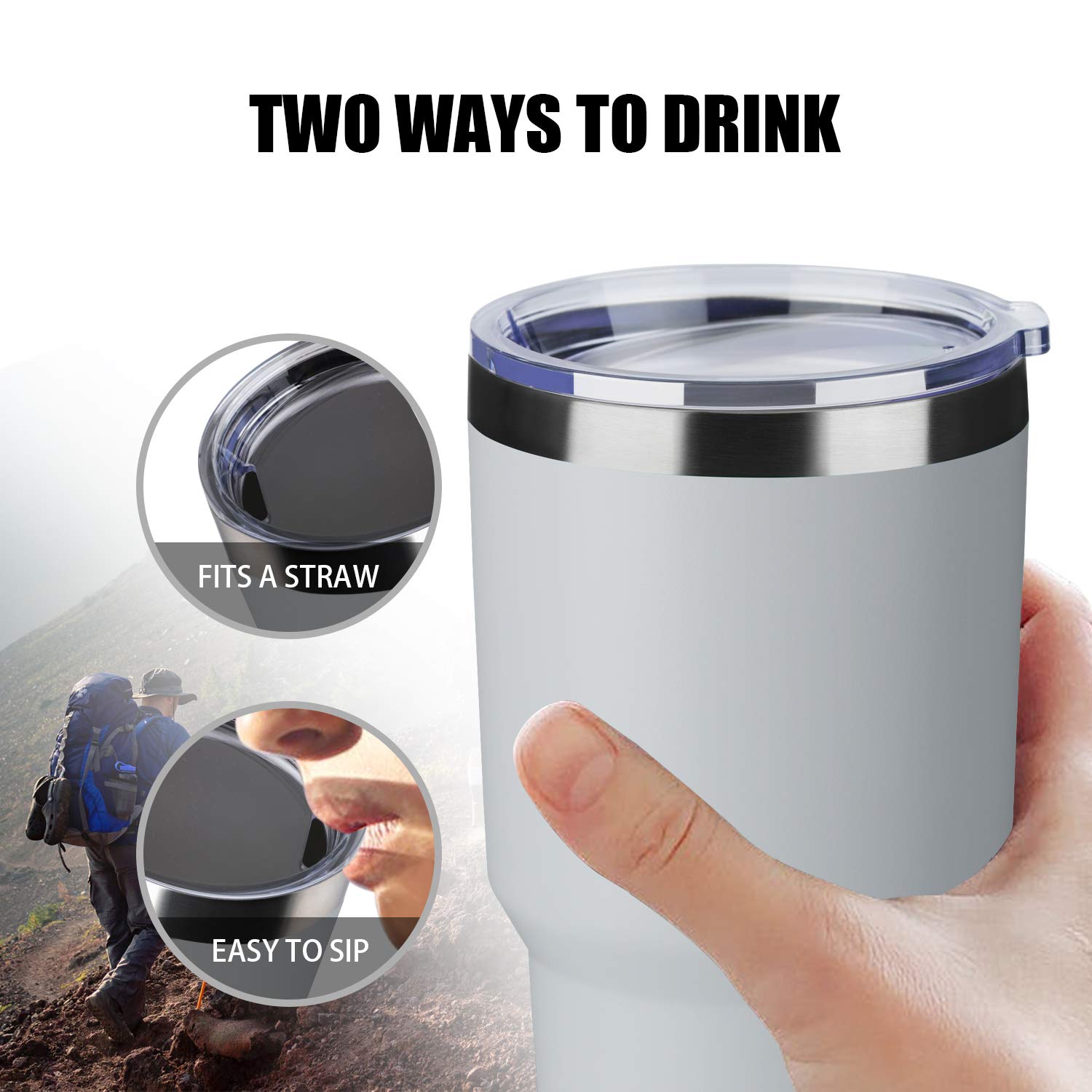 MEWAY 30oz Stainless Steel Vacuum Insulated Tumbler with Lid & Straw - Double Wall Thermal Coffee Cup for Hot & Cold Drinks - Leakproof Powder Coated Travel Mug for Office, Gym, Camping & Outdoor Activities (White, 12 Pack)