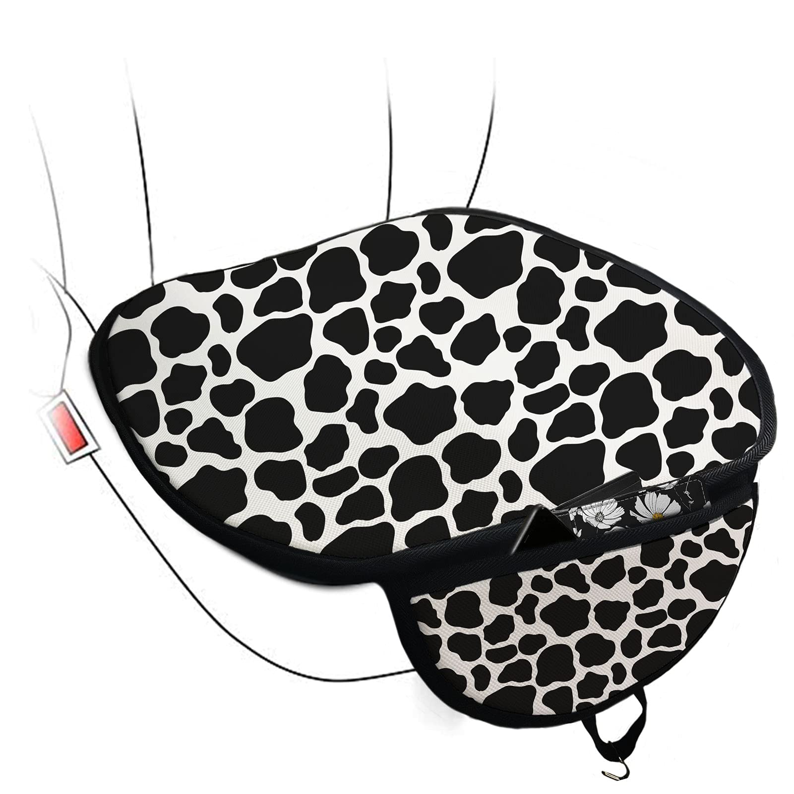 WELLFLYHOM 2-Pack Black Cow Print Car Seat Covers with Storage Pocket - Breathable Summer Seat Cushion for Cars, Trucks, SUVs & Vans | Perfect for Road Trips & Daily Commuting