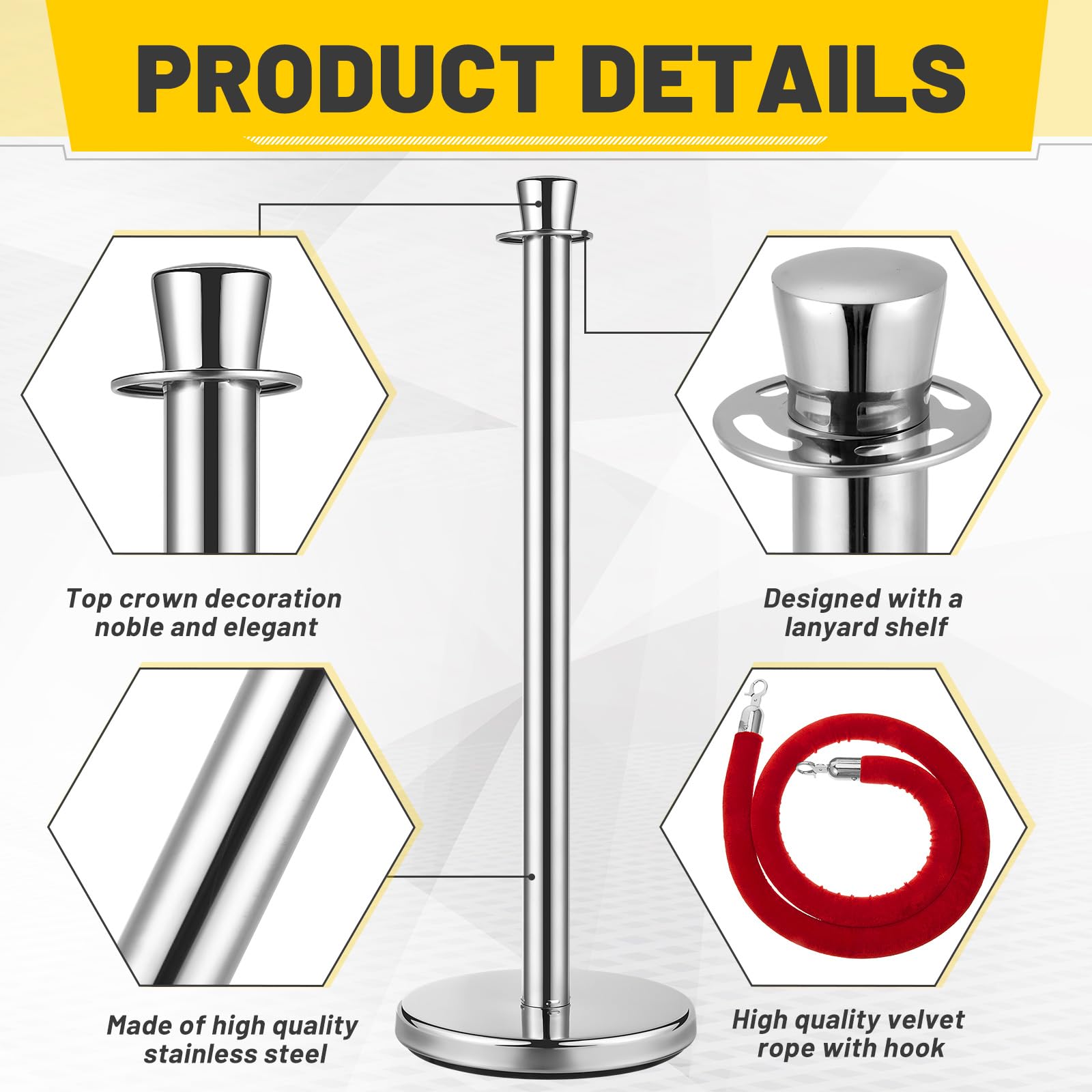 Wesiti 12-Pack 5ft Red Velvet Rope Stanchions - Premium Crowd Control Barriers with Hollow Base & Velvet Ropes Set for Events, Parties, and Queue Management | Perfect for Weddings, Concerts, and VIP Areas