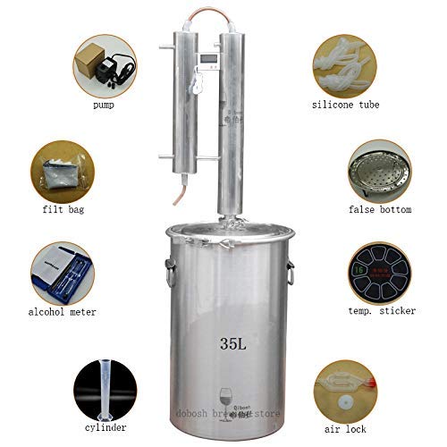 Stainless Steel 60L Alcohol Distiller Kit - Home Brew Still for Whiskey, Vodka & Moonshine | Ethanol Maker & Wine Fermentation Tank | Perfect for DIY Brewing & Craft Distilling