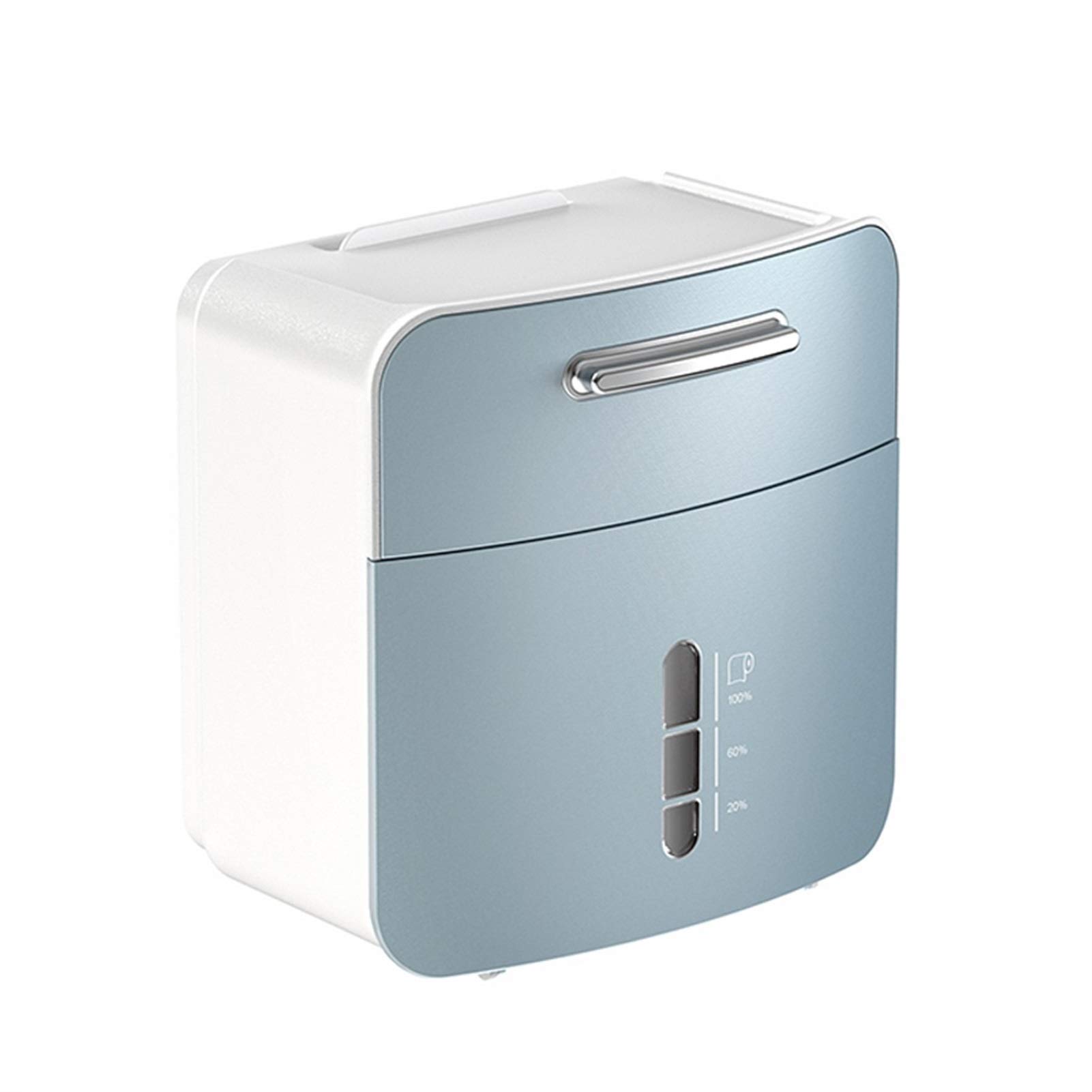 QIAOLI Wall Mounted Toilet Paper Holder - No Drill Waterproof Bathroom Tissue Dispenser for Home, Office, Hotel - Space Saving Countertop Paper Towel Stand (Blue) - Perfect for Small Bathrooms & Modern Decor