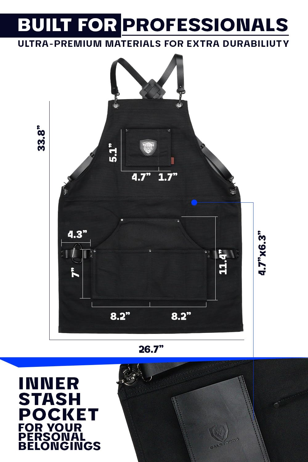 Premium Dalstrong Chef Apron for Professional Cooking - Heavy Duty, Adjustable & Stylish - Perfect for BBQ, Grilling, Baking & Kitchen Work
