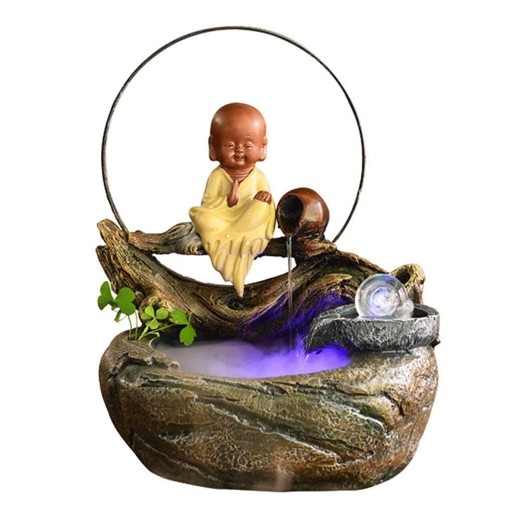 Zen Tabletop Water Fountain with Buddha Statue - Indoor Desktop Water Fountain for Home & Office Decoration, Relaxing Water Feature & Humidifier | Perfect for Meditation Spaces, Living Rooms & Work Desks