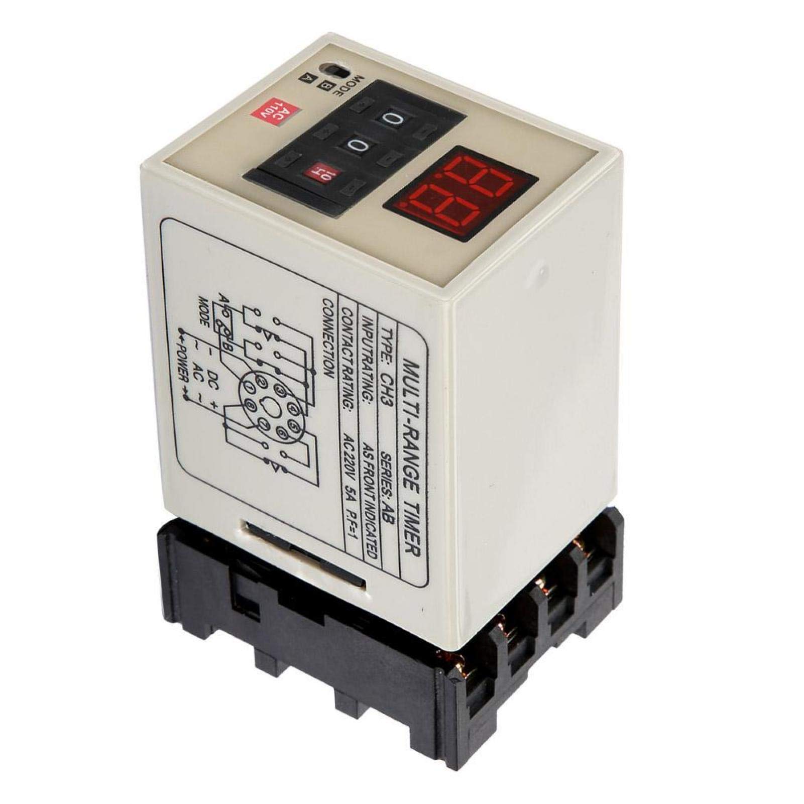 Digital Delay Timer Relay AH3-DM - Dual Mode 0.01S-99H with LED Display | 12V/24V/110V/220V/380V (DC 12V & AC 110V) | Perfect for Industrial Automation, HVAC Systems & Electrical Control Panels