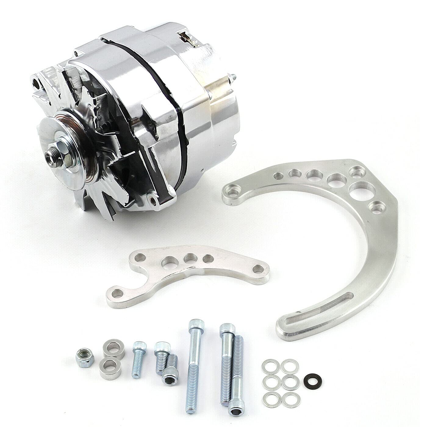 High-Performance SBC Camel Hump Fuelie 100 Amp 1-Wire Alternator with LWP Billet Bracket Kit - Perfect for Chevy Small Block Engine Upgrades & Hot Rod Restoration Projects
