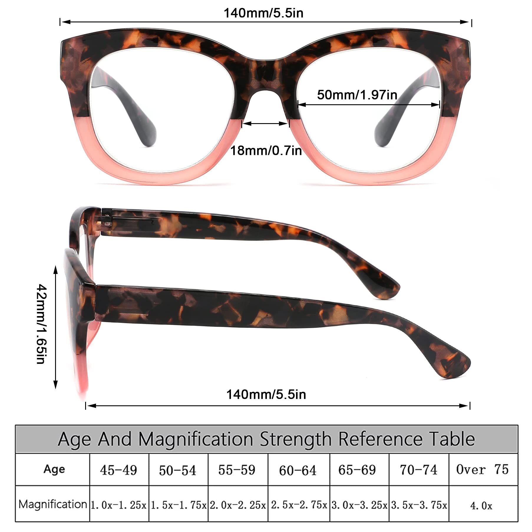 3 Pack Blue Light Blocking Reading Glasses for Women - Fashionable Oversized Round Frame Computer Eyeglasses with Spring Hinge, Anti-Glare & UV Protection (+1.75 Magnification) - Perfect for Office Work, Screen Time & Night Reading
