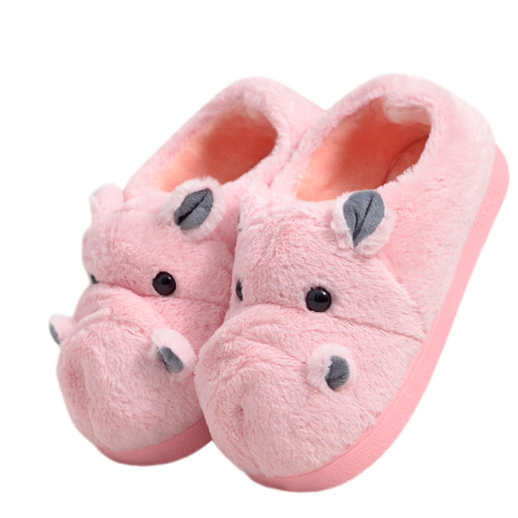 LANFIRE Cozy Animal Slippers for Adults & Kids - Soft Plush Hippo House Slippers, Warm Cotton Indoor Slippers for Women, Men and Children - Perfect for Home, Lounge and Winter Comfort