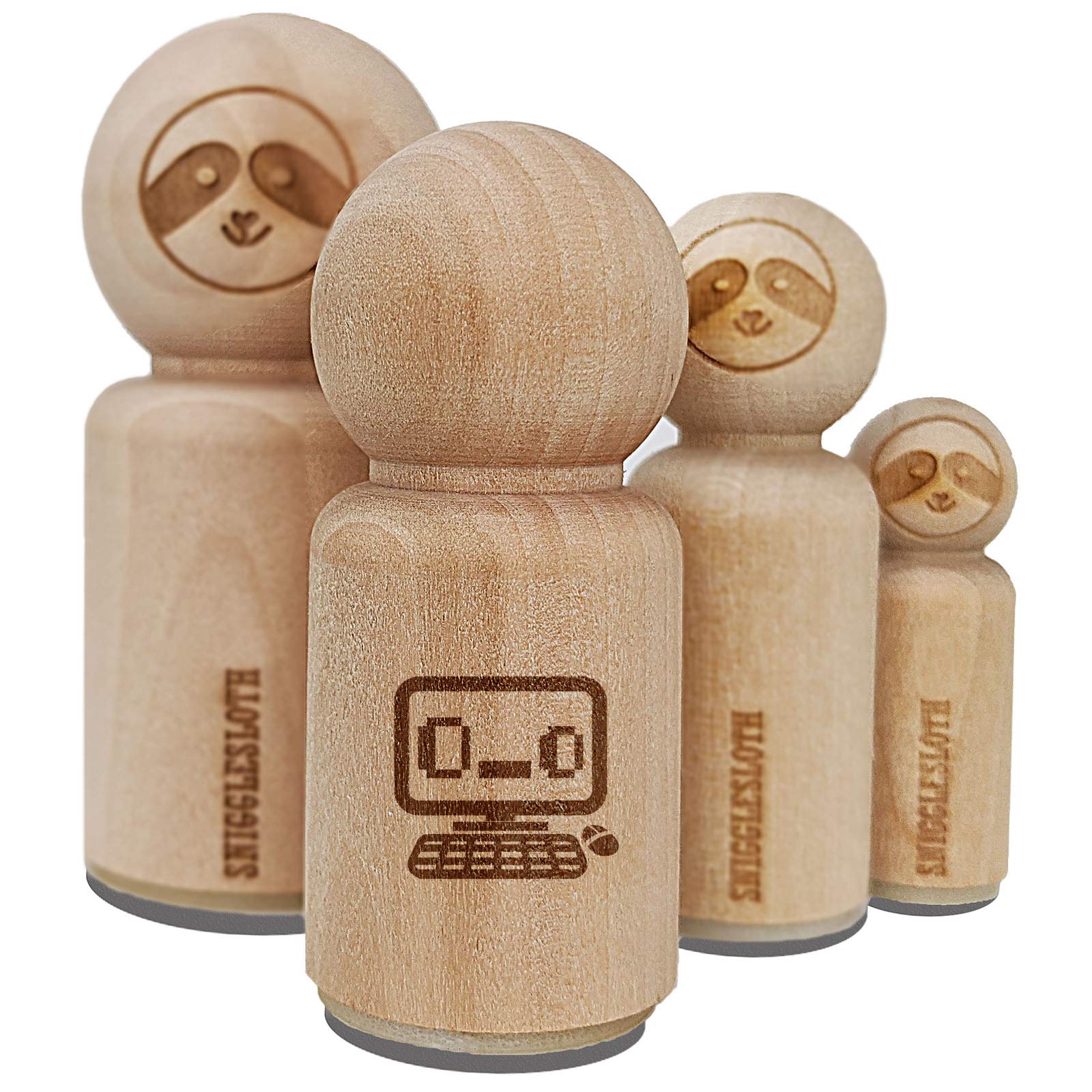 Kawaii Computer Face Emoticon Rubber Stamp - 3/4 Inch Small Rubber Stamps for DIY Crafts, Scrapbooking, Journaling & Planner Decoration - Cute Emoji Stamps for Office & School Projects