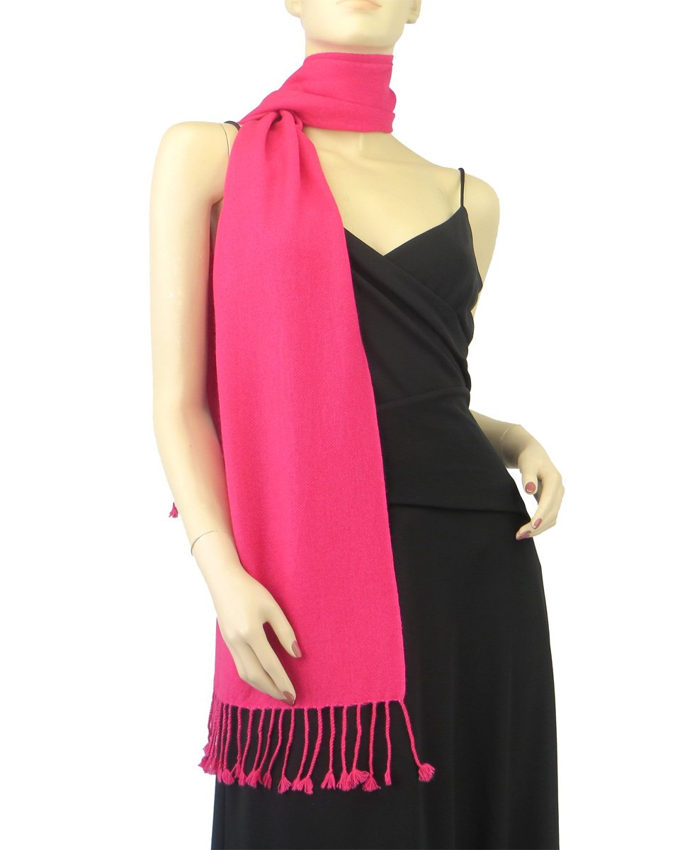 Luxury 100% Pure Cashmere Pashmina Scarf - 3-Ply Soft & Warm Hot Pink Wrap Shawl for Women - Perfect for Winter, Travel & Formal Occasions