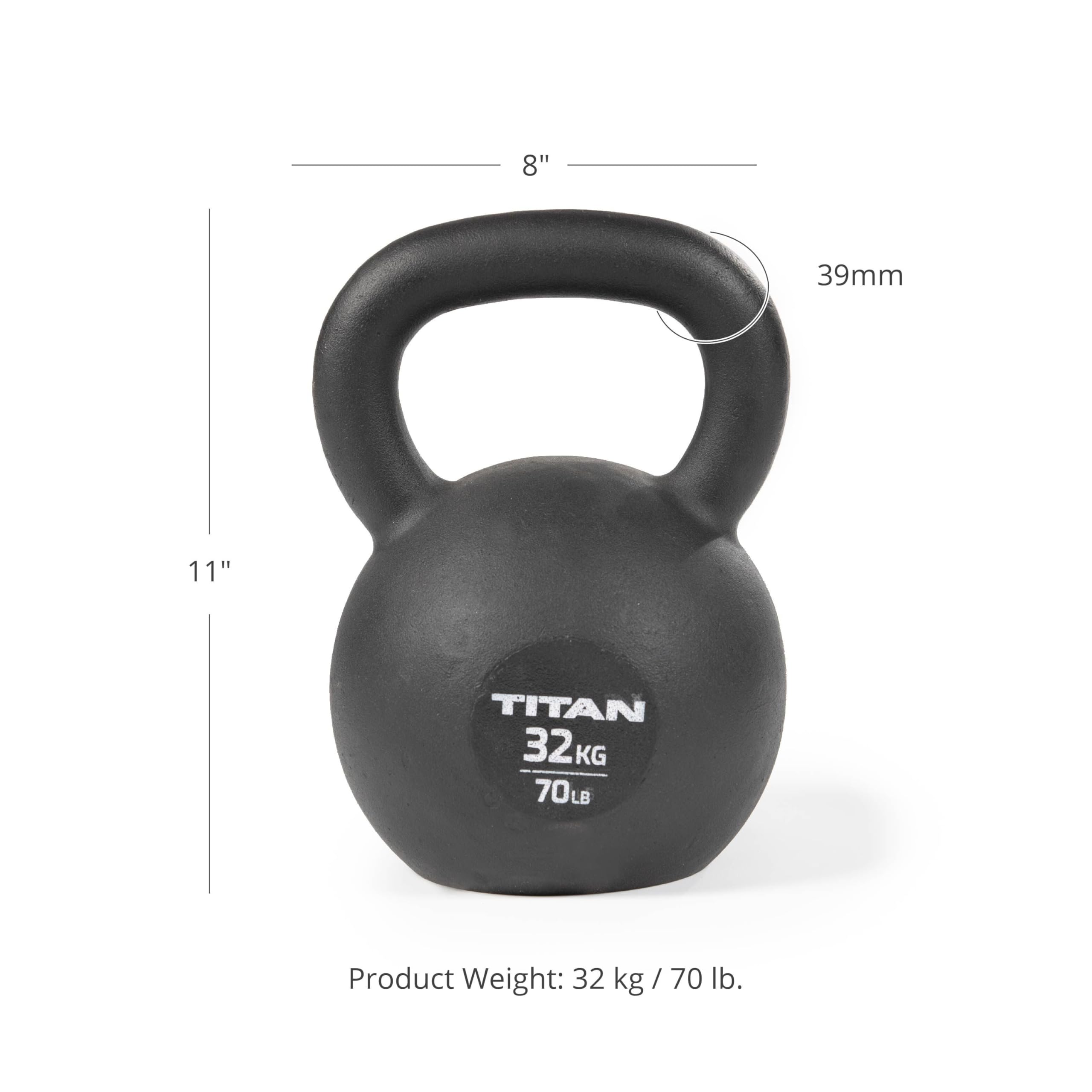 Titan Fitness Cast Iron Kettlebell - Single Piece Casting with KG & LB Markings for Full Body Workout - Ideal for Home Gym, CrossFit & Strength Training