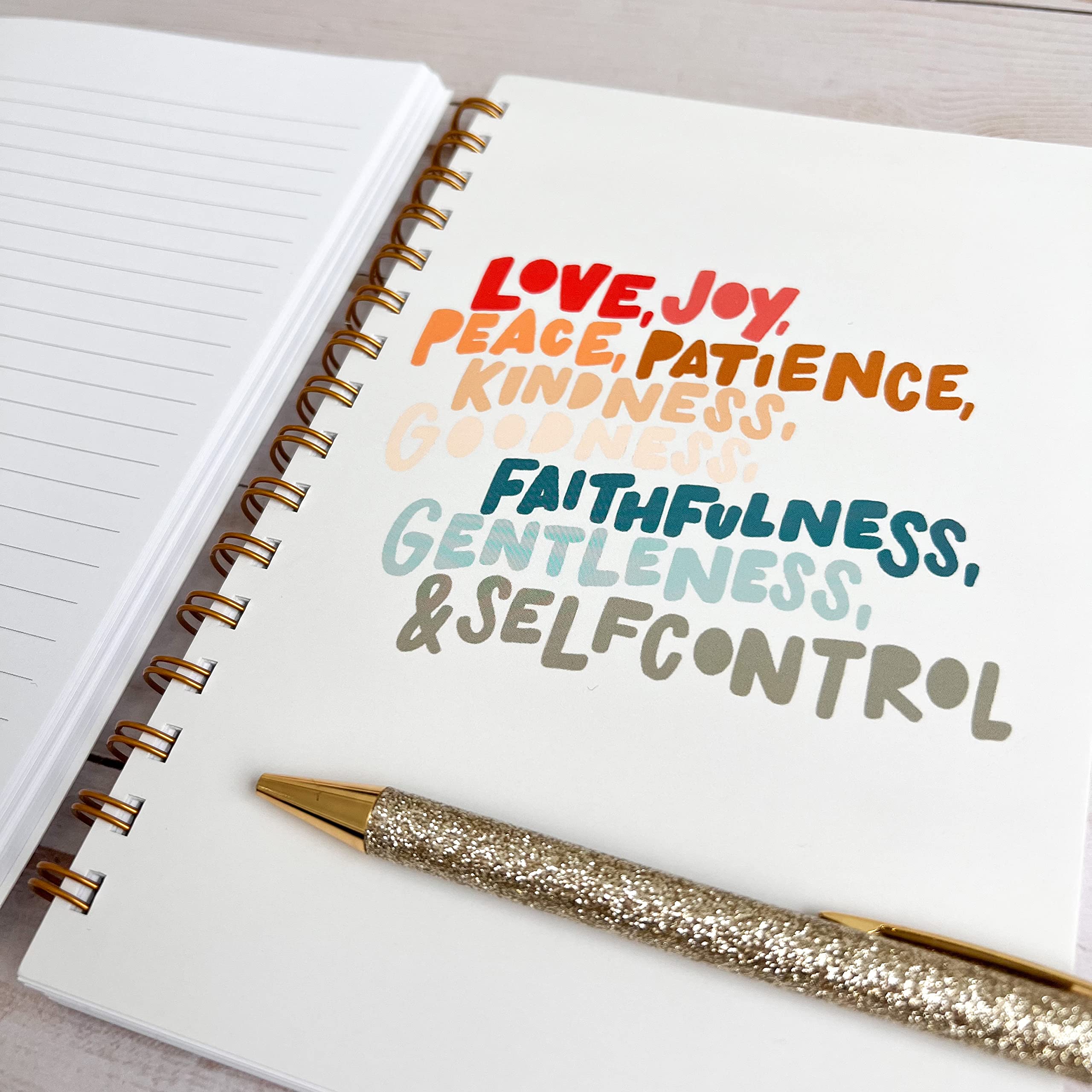 Christian Notebook - Bible Study & Prayer Journal with Lined Pages, Softcover Notebook for Sermon Notes, Fruit of the Spirit Design | Perfect for Church, Bible Study Groups & Personal Devotion