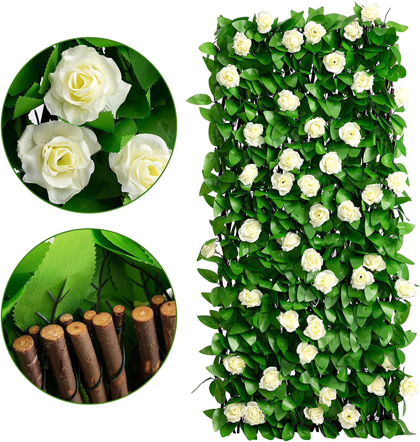 DOEWORKS 4PCS Expandable Faux Ivy Privacy Fence Screen - Outdoor Balcony Patio Garden Backyard Decor, Natural Greenery Backdrop for Home, Wedding & Party Decorations