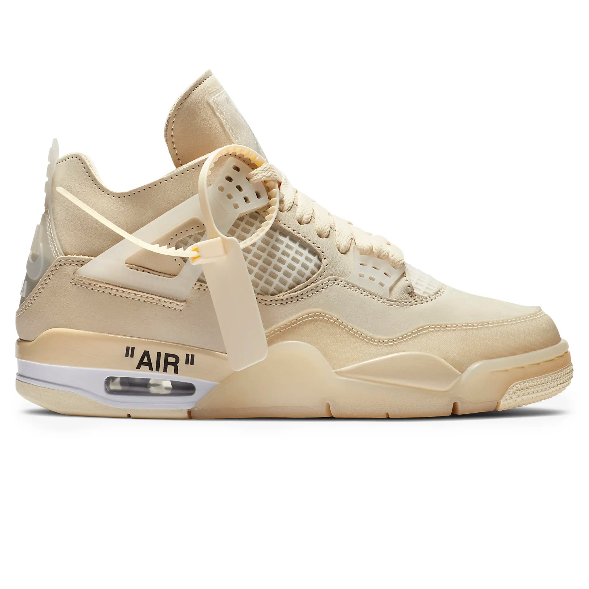 Air Jordan 4 x Off White Sail Women's Sneakers - Retro Basketball Shoes for Women - Streetwear Fashion & Casual Wear
