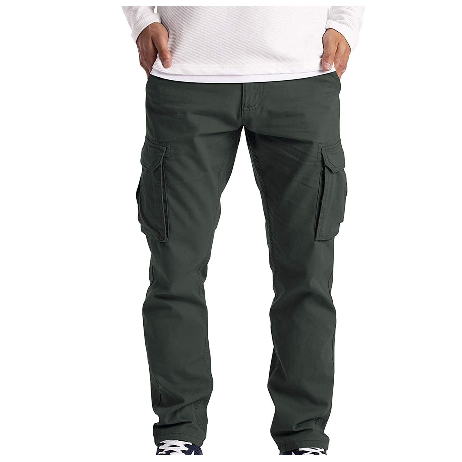 **Men's Stretch Waist Cargo Pants - 6-Pocket Work & Combat Trousers for Outdoor, Hiking & Casual Wear**