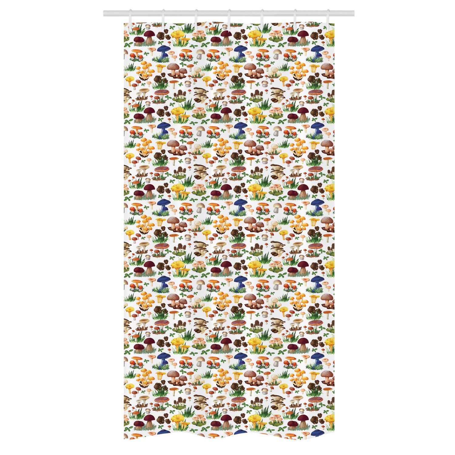 Ambesonne Mushroom Shower Curtain - Wild Mushroom Species Pattern, Natural Food & Garden Theme, Exotic Wilderness Art Decor - 36x72 Inch Bathroom Set with Hooks - Perfect for Nature-Themed Bathrooms & Cottagecore Decor