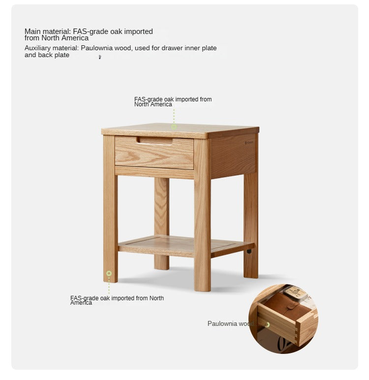 Solid Oak Wood Nightstand - Bedside Table with Drawer for Bedroom Furniture, Perfect for Storage and Decor | Modern & Rustic Home Design