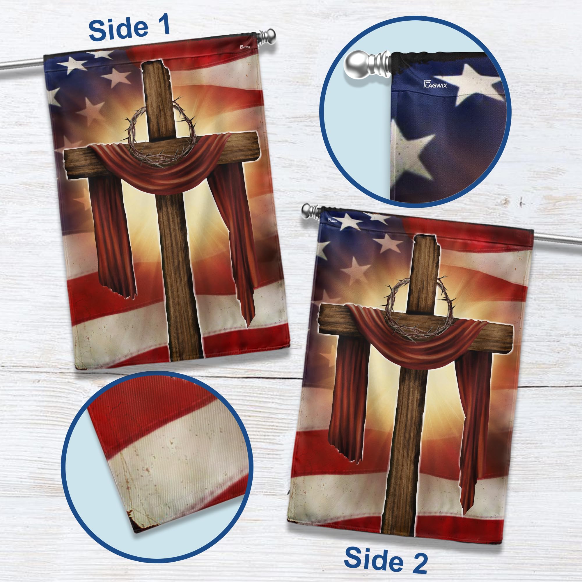 Christian Cross Flag 30x40 Inch - Double Sided Heavy Duty Canvas American Christian Decorations for Indoor & Outdoor Use - Perfect for Home, Church, and Garden Display