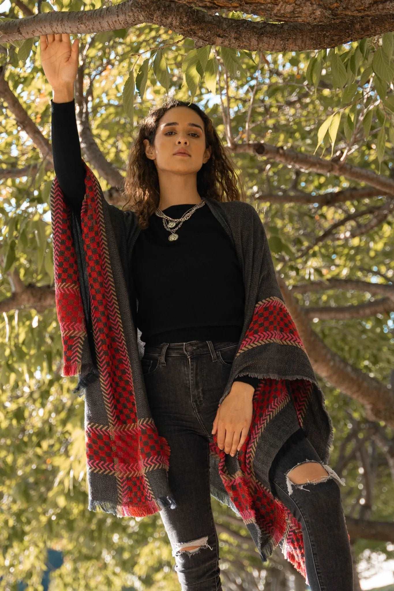 Stylish Cotton Checkered Border Kimono Robe - Lightweight Lounge Wear for Women - Perfect for Spa Days, Yoga, and Relaxing at Home