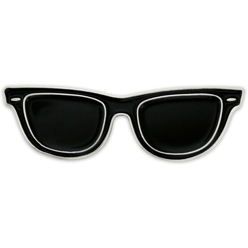 PinMart Stylish Black Sunglasses & Trendy Enamel Lapel Pin Set - Perfect for Summer Outfits, Fashion Accessories, and Gift Ideas