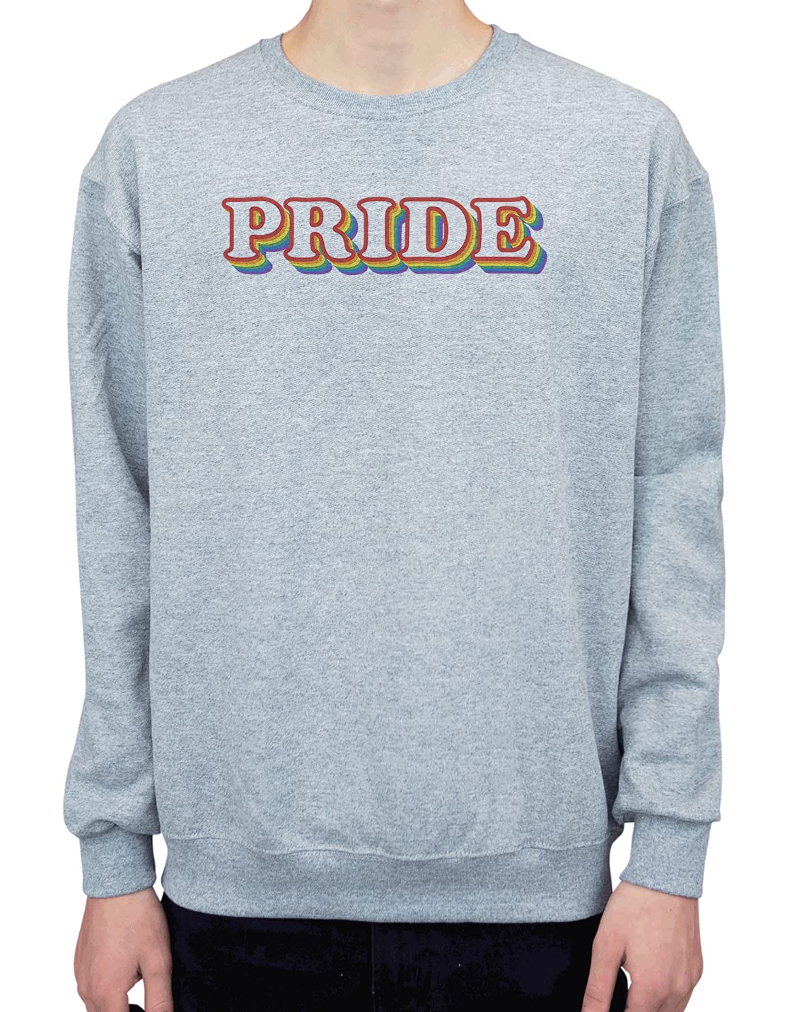 7 ate 9 Apparel Men's Pride Rainbow Grey Sweatshirt - LGBTQ+ Casual Pullover Hoodie for Gay Pride Events & Everyday Wear