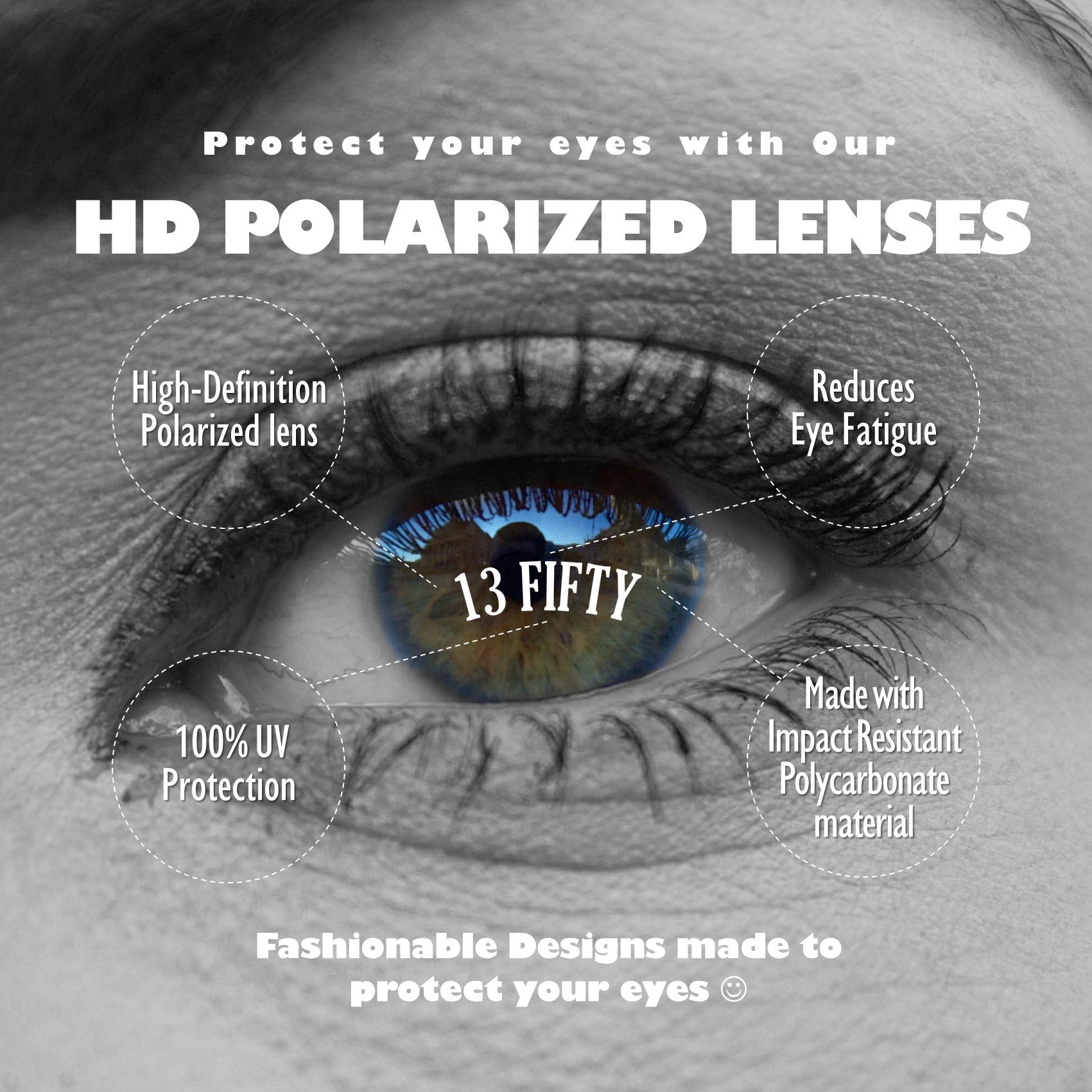 13Fifty San Diego Polarized Metal Sunglasses for Men & Women - UV Protection, Lightweight & Durable - Perfect for Driving, Beach & Outdoor Activities