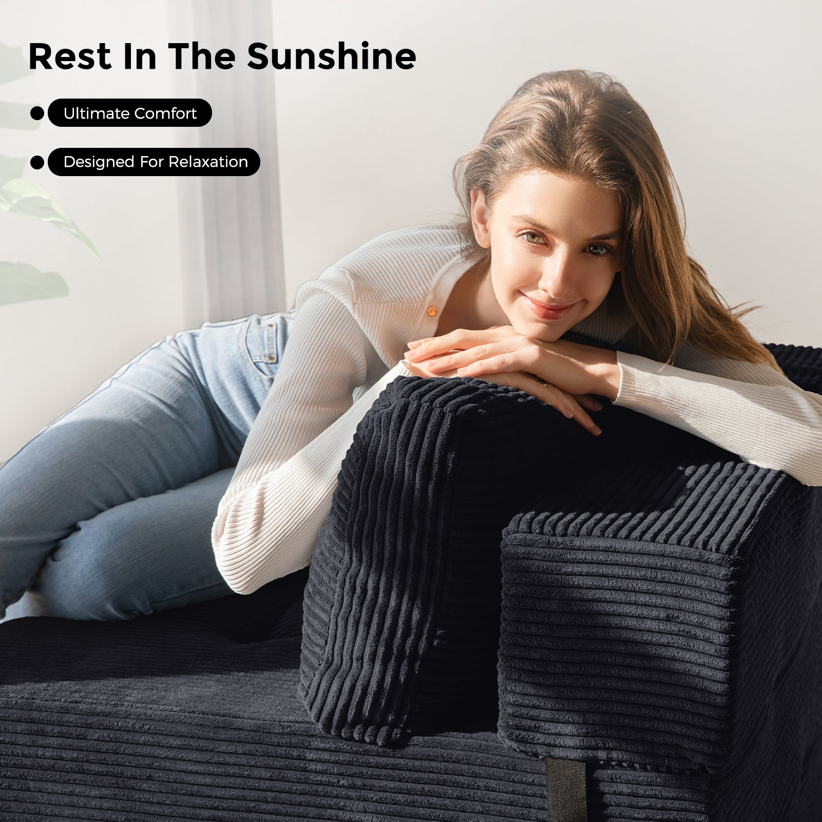 MAXYOYO Folding Sofa Bed - Convertible Sleeper Sofa with High Density Support Foam for Small Spaces, Guest Room & Studio Apartments - Perfect for Living Room, Bedroom & Office - Black