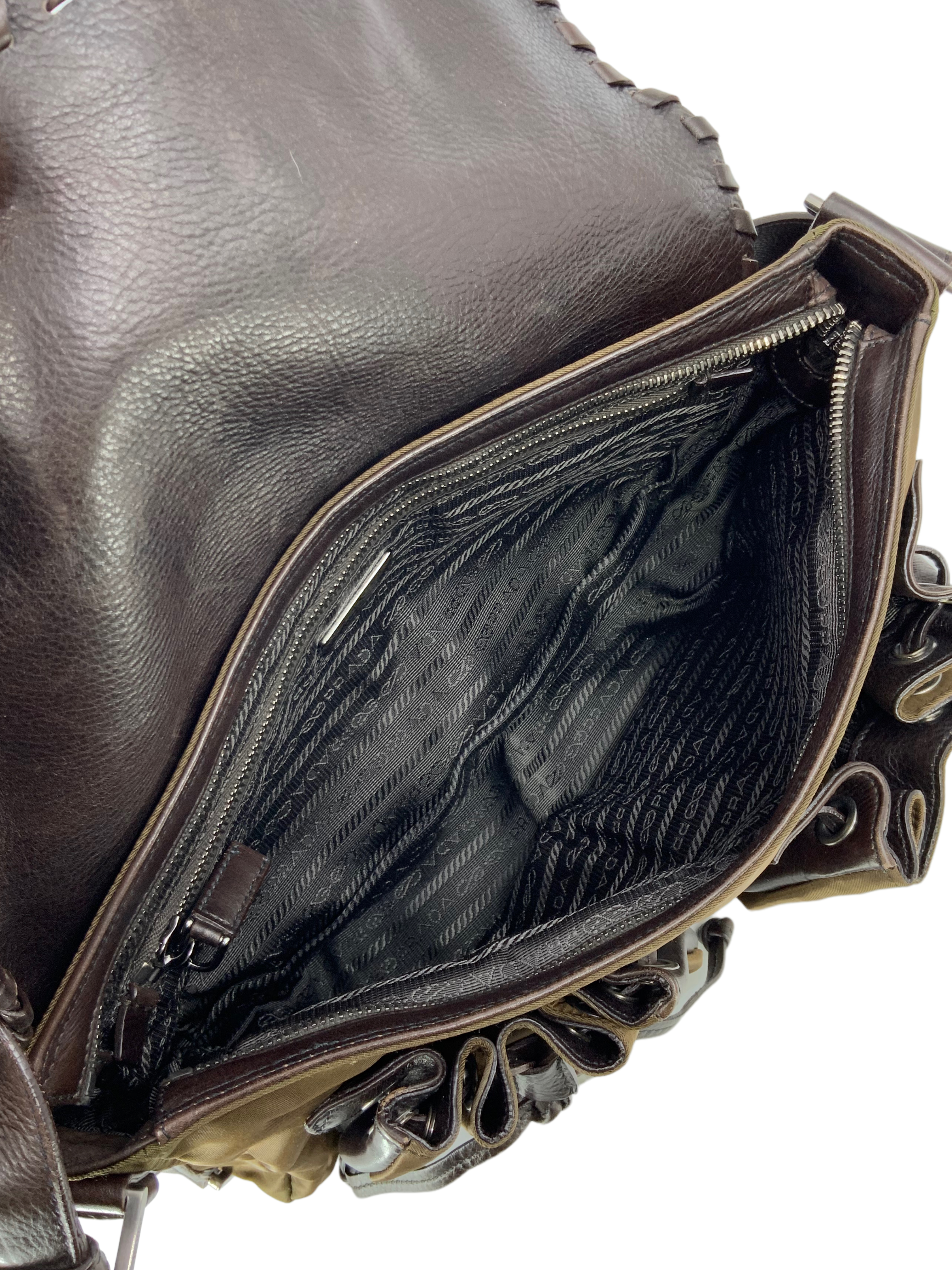 Prada Tessuto Nylon and Leather Flap Crossbody Bag for Women | Luxury Designer Handbag for Work, Travel & Everyday Use