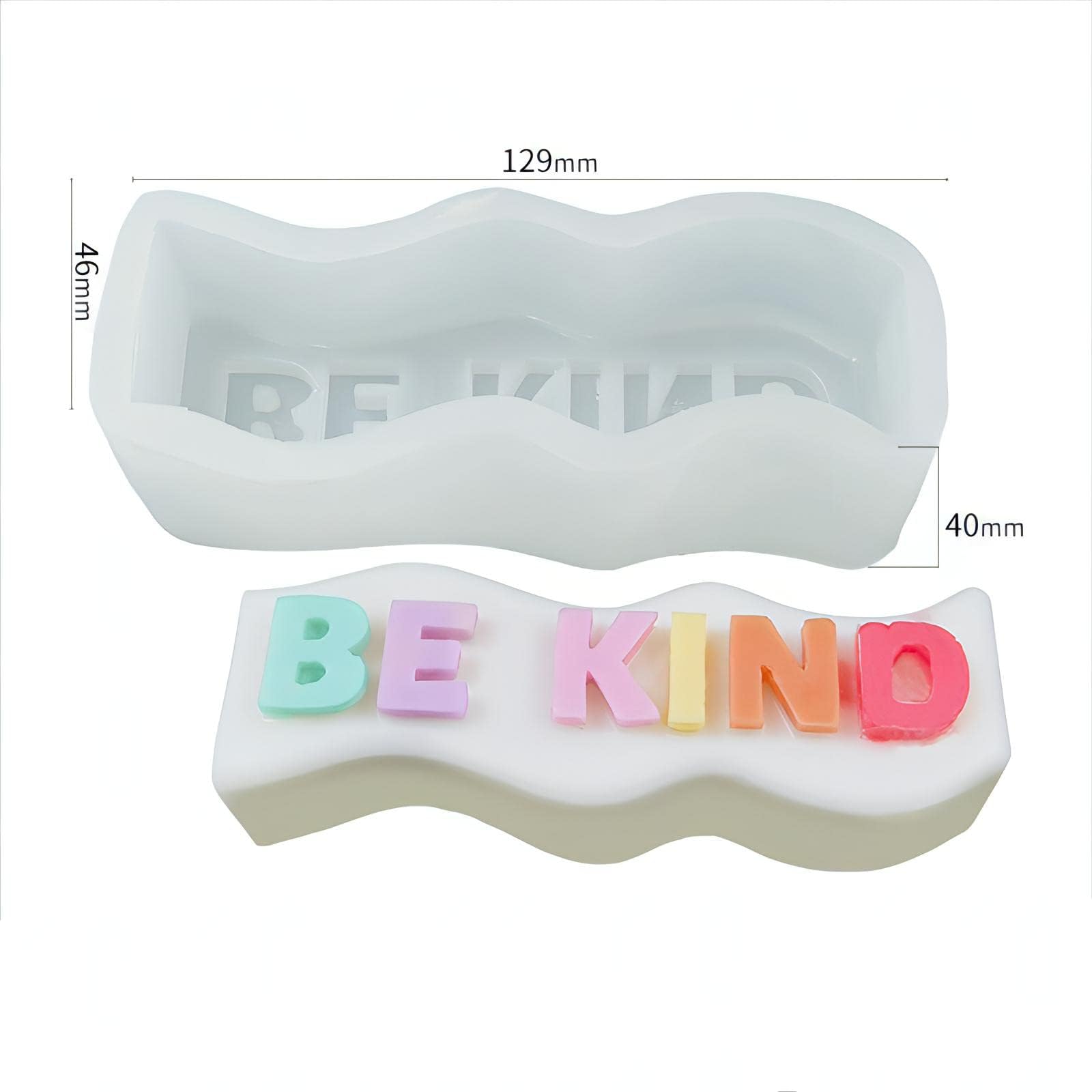 3D Silicone Letter Candle Molds - Wavy 'Be Kind' Design for DIY Candle Making, Home Decor & Gift Giving - Perfect for Weddings, Birthdays & Relaxation
