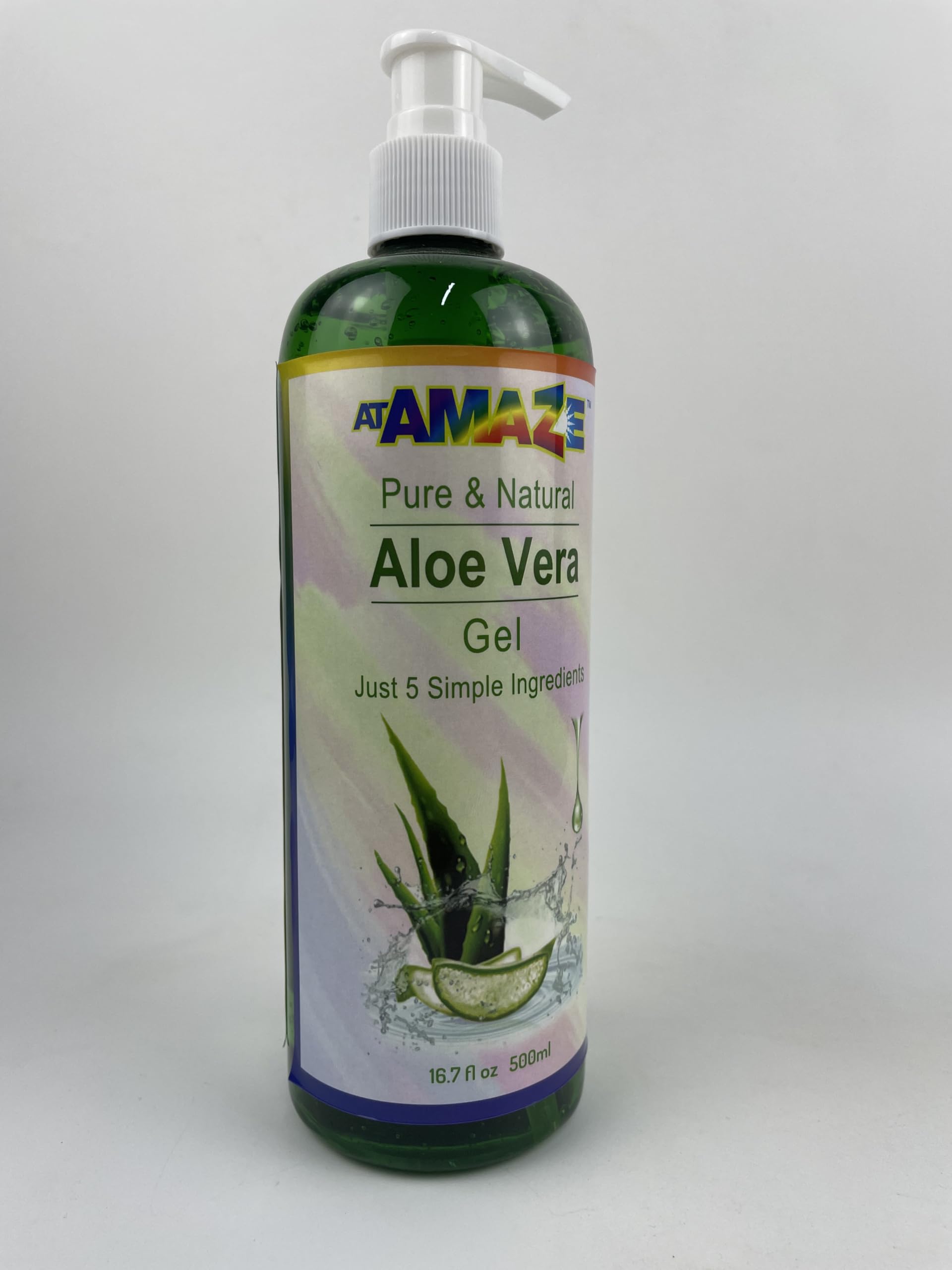 **Pure Aloe Vera Gel 16.7oz (500ml) – 100% Natural Hair & Skin Moisturizer – Soothing, Hydrating & Sun Protection – 5 Simple Ingredients – No Water Added – Perfect for Sunburn Relief, Dry Skin & Hair Care**