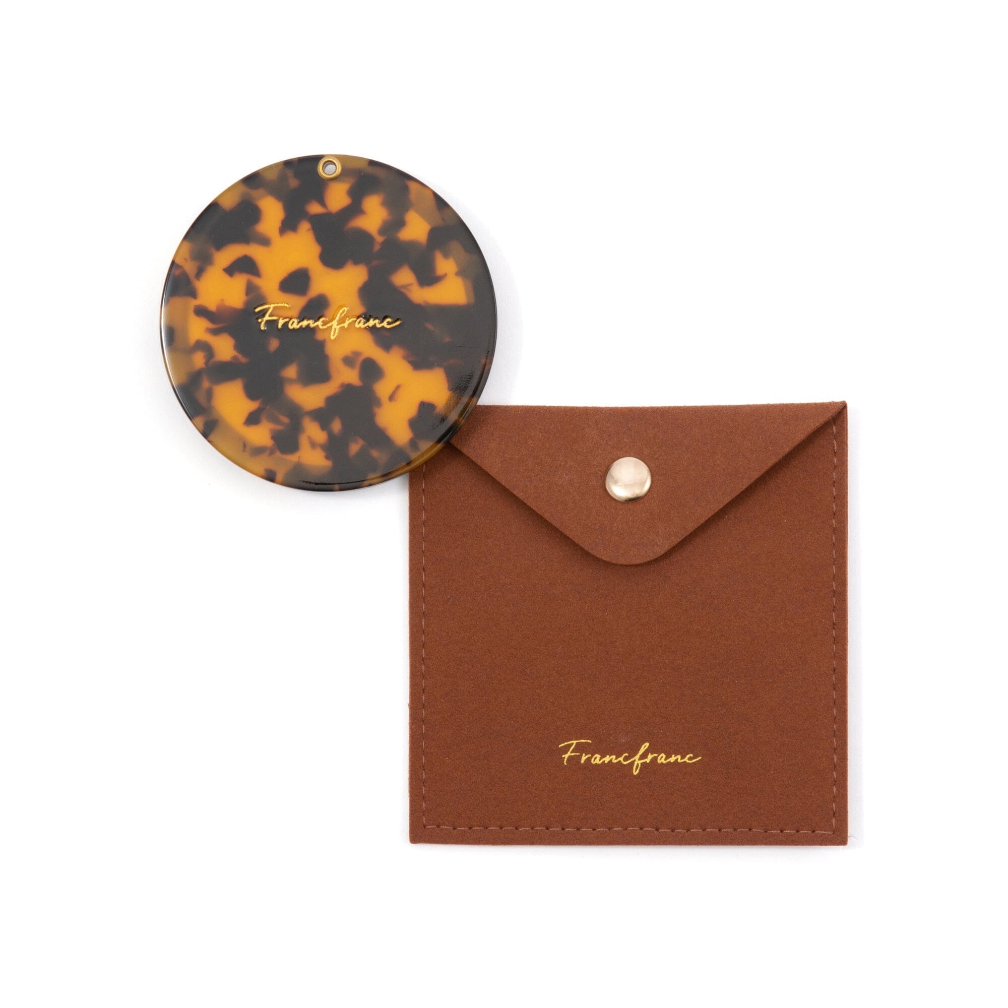 Portable Brown Compact Mirror with Pouch - Perfect for Travel, Makeup Touch-Ups & On-the-Go Beauty Essentials
