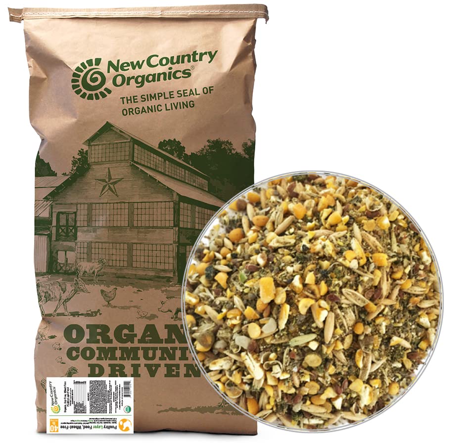 Organic Non-GMO Chicken Feed for Laying Hens - 40lbs Wheat-Free, Soy-Free & Gluten-Free Layer Feed with 17% Protein | Healthy Egg Production | Perfect for Backyard Chickens & Poultry Farms