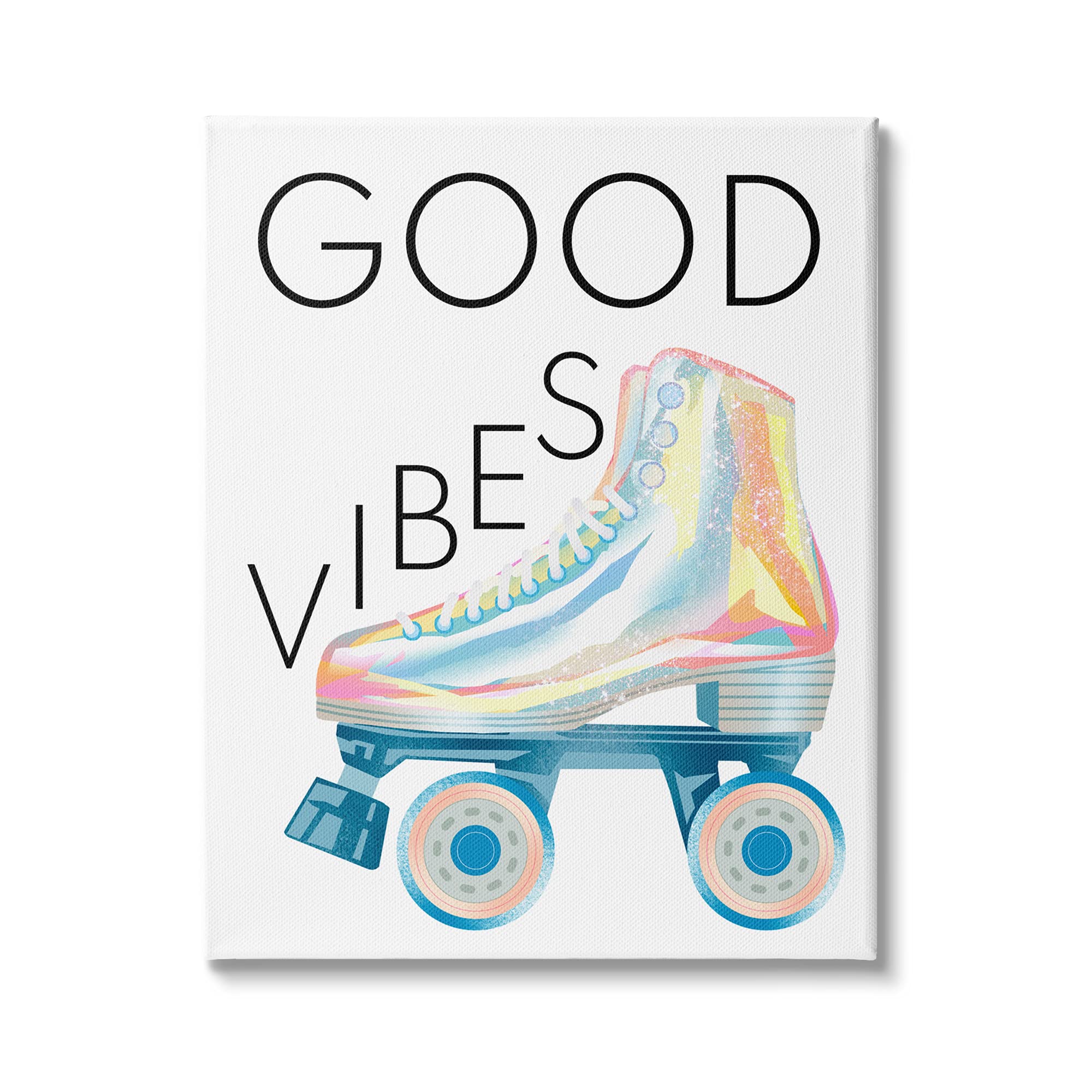 Stupell Industries Vintage Pop Roller Skates Motivational Canvas Wall Art - 'Good Vibes' Phrase by Ziwei Li, 36
