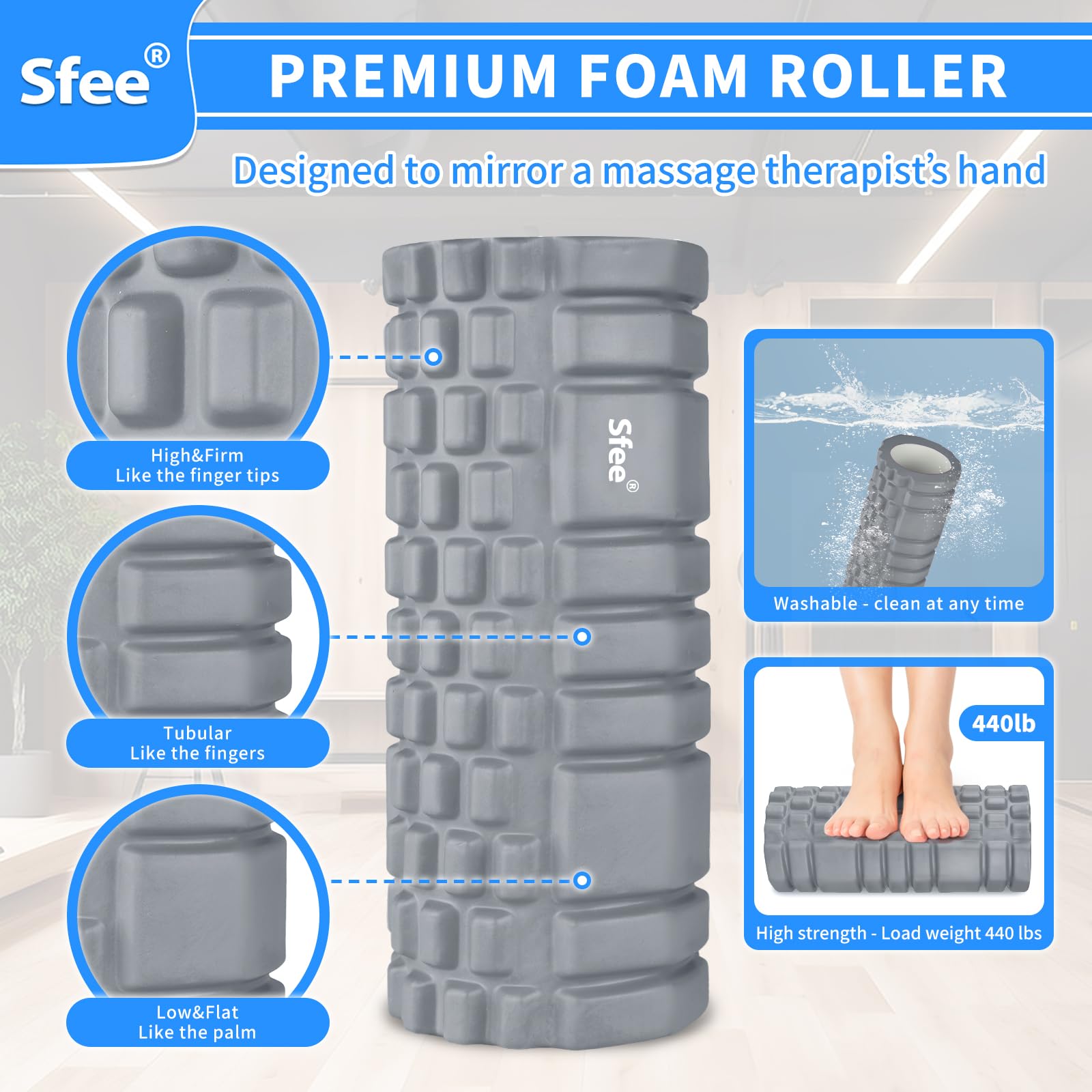 High-Density EVA Foam Roller Set with Massage Ball - 13