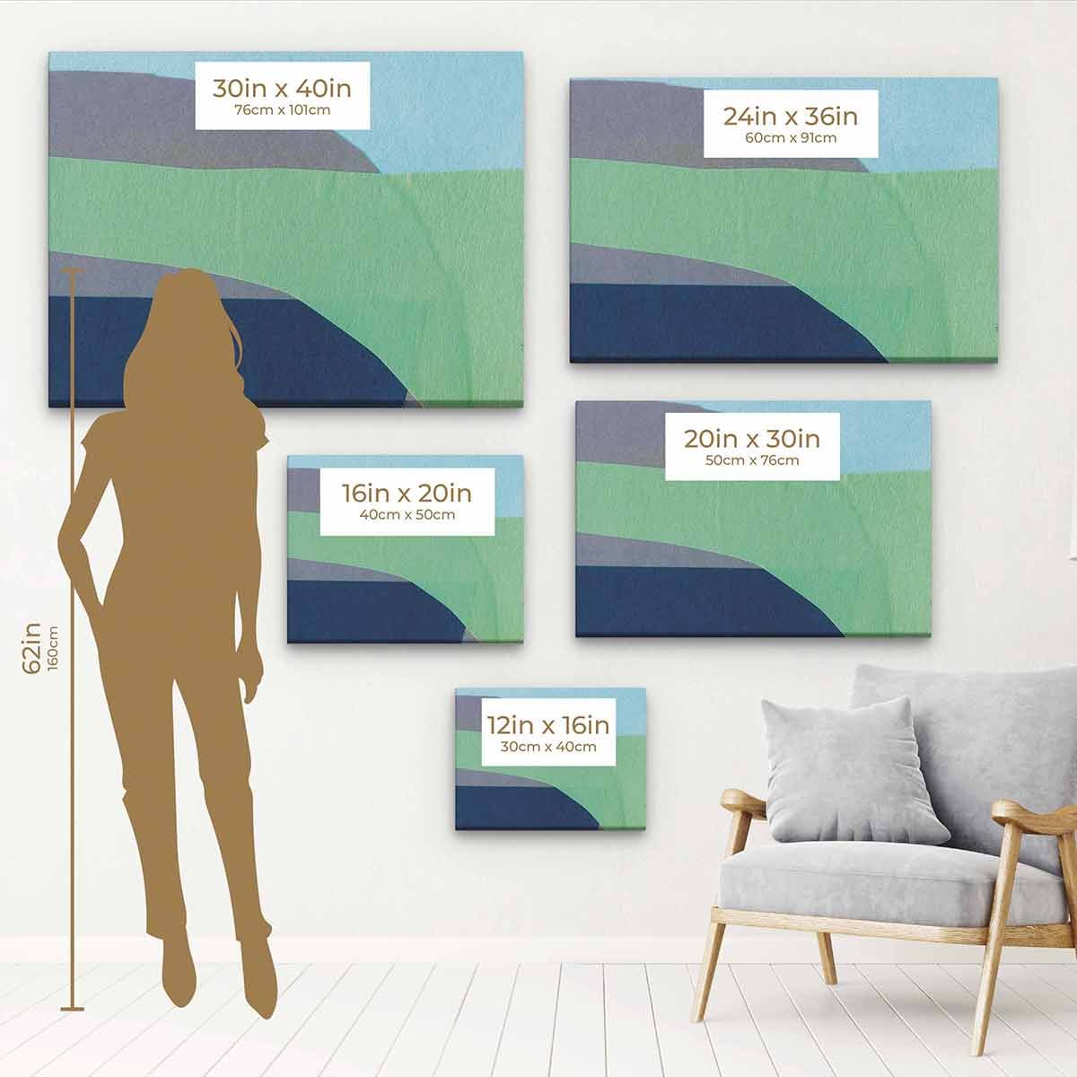 Green Abstract Wall Art Canvas Print - Modern Home Decor for Living Room, Bedroom & Office | 4402