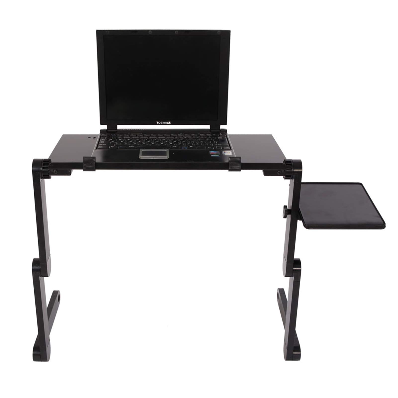 Adjustable Laptop Stand with Cooling Fan - Portable Foldable Laptop Riser for MacBook, Notebook, iPad - Ergonomic Bed & Couch Desk with Mouse Pad (Black) - Perfect for Home Office, Gaming & Remote Work