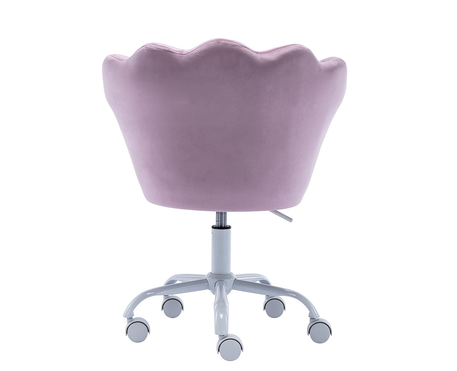 Velvet Kids Desk Chair with Seashell Back - Adjustable Swivel Study Chair for Teens, Children's Computer Homework & Vanity - Purple Accent Armchair for Living Room, Bedroom & Study Area
