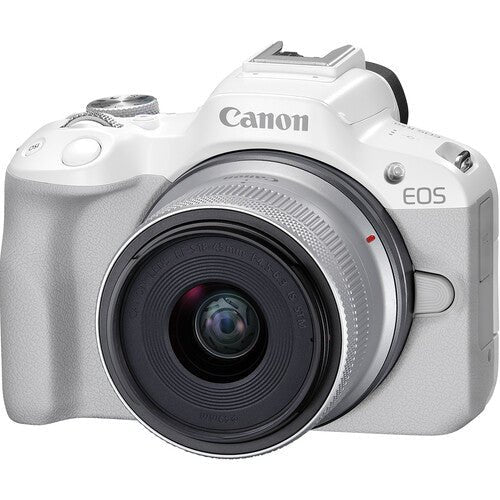 Canon EOS R50 Mirrorless Camera with RF-S 18-45mm f/4.5-6.3 IS STM Lens (White) - Perfect for Vlogging, Travel Photography & Content Creation