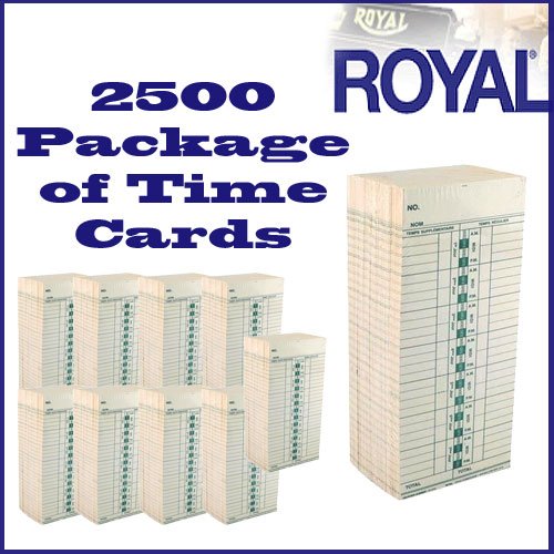 Royal 2500-Pack Time Cards for TC100/TC200 Time Clock - Perfect for Employee Time Tracking in Offices, Schools & Small Businesses
