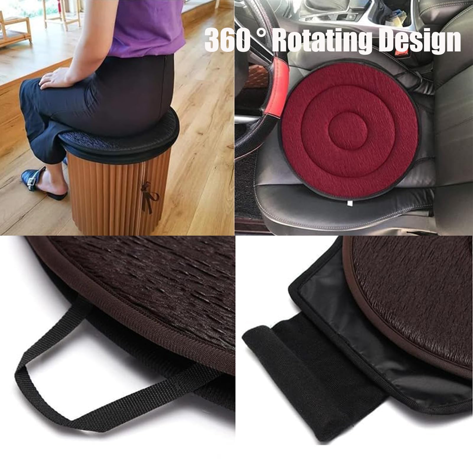 360° Rotating Car Seat Cushion for Elderly & Drivers - Non-Slip Swivel Seat Pad with 360-Degree Rotation - Beige Color - Perfect for Long Drives, Road Trips & Mobility Support