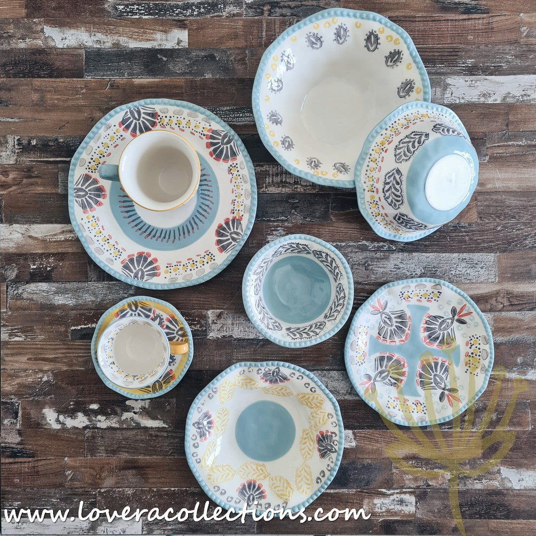 Stylish Afrocentric Light Blue Dinnerware & Serveware Set - Perfect for Family Dinners, Entertaining Guests & Cultural Celebrations