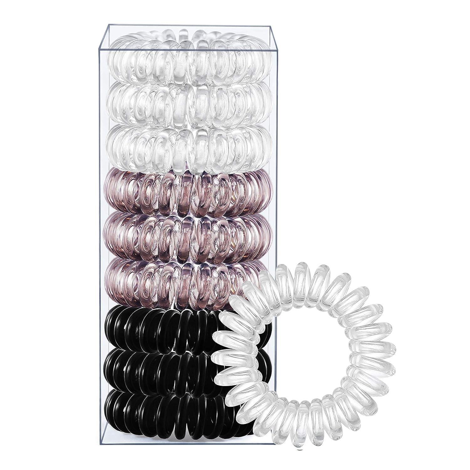 X Coil Hair Ties - No Crease Spiral Hair Bands for Thick Hair Ponytail, Soft Elastic Phone Cord Hair Ties for Women, Girls & Adults (9 Pack) - Perfect for Workouts, Office, School and Everyday Use