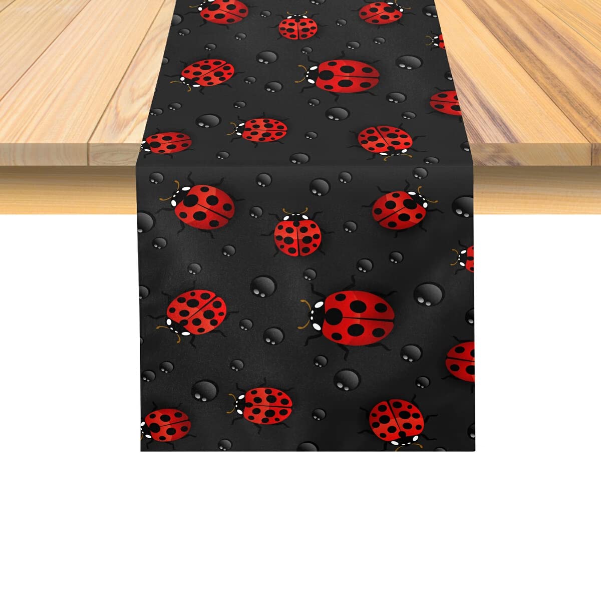 DOMIKING 72 Inch Extra Long Ladybug Print Rectangle Table Runner - Durable Polyester Table Decor for Round, Square & Coffee Tables - Perfect for Parties, Weddings & Home Decor