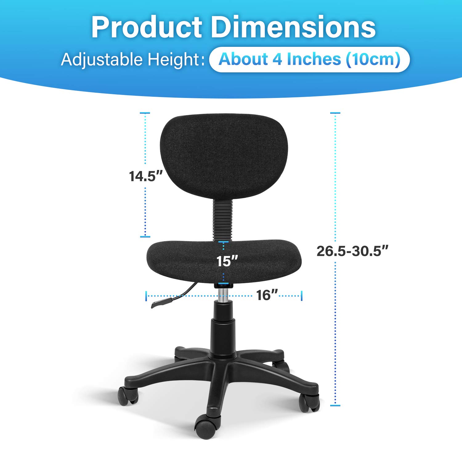 YSSOA Ergonomic Mesh Office Chair with Adjustable Lumbar Support, Swivel Wheels & Armrests - Black - Perfect for Home Office, Gaming & Workspace Comfort