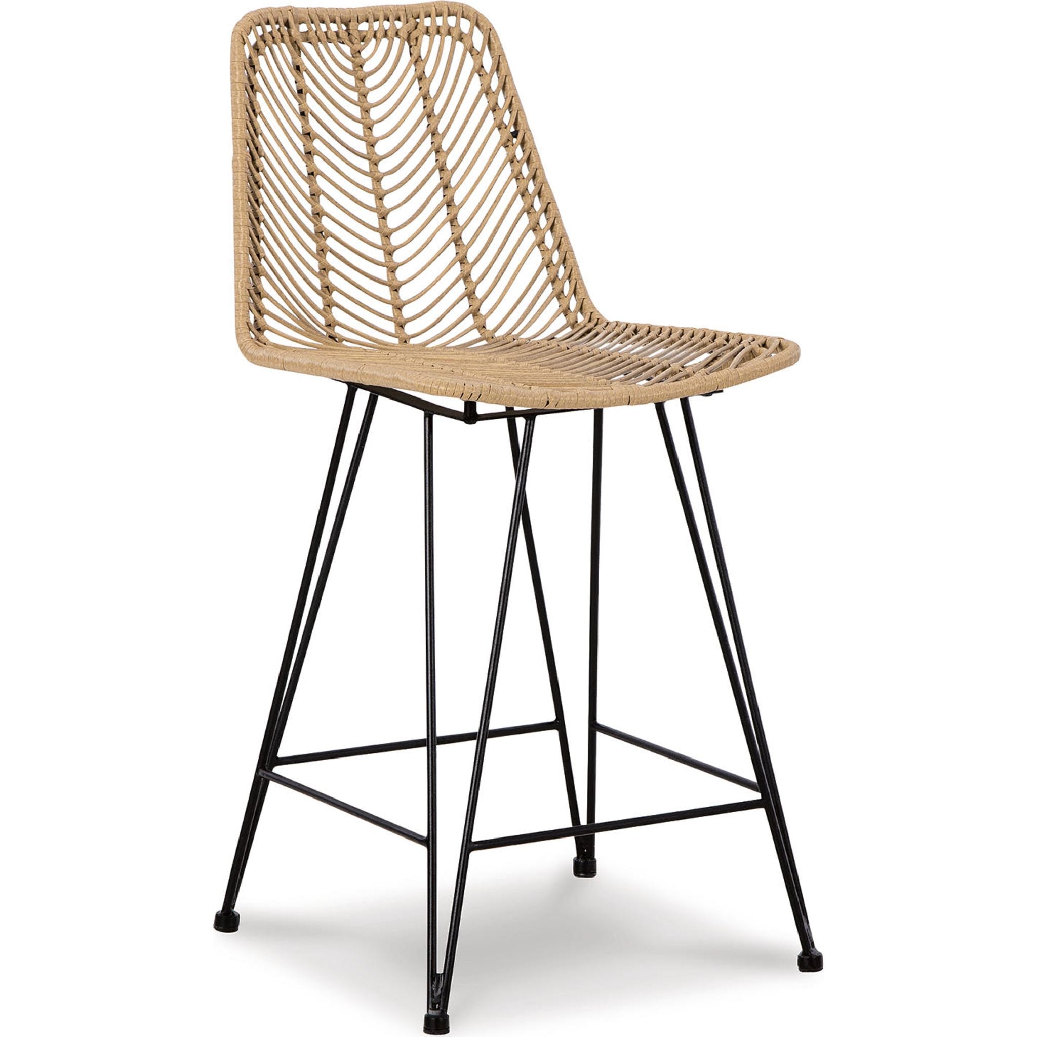Angentree Counter Height Stool - Natural/Black Wooden Bar Stools (Set of 2) for Kitchen Island, Breakfast Nook & Home Decor (D434 224)