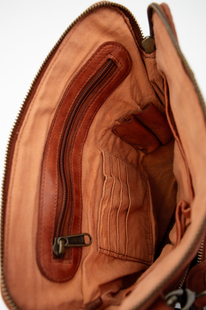 Premium Genuine Leather Handbag 097 in Cognac Brown - Stylish & Durable for Women's Work, Travel & Everyday Use