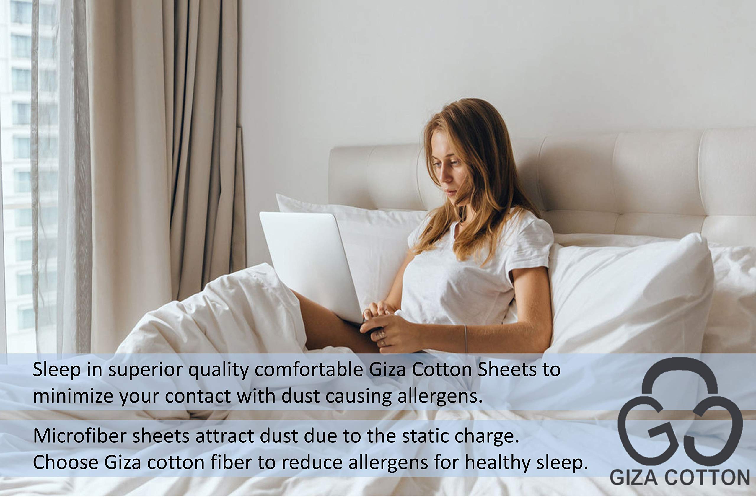Premium 100% Giza Egyptian Cotton Sheets Set - 5 Piece King Size Deep Pocket (15